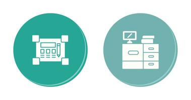 Blueprint and Desk Icon vector