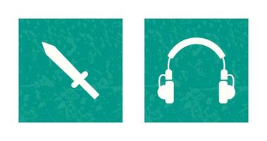 Headphones and Sword Icon vector