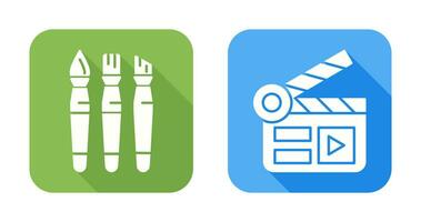 Brushes and Clapper Board Icon vector