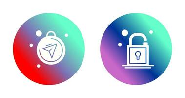 Compass and Open Lock Icon vector