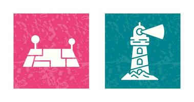 Pin Location and Lighthouse Icon vector