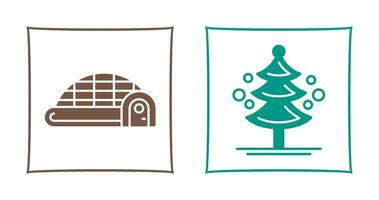 Igloo and Pine Tree Icon vector