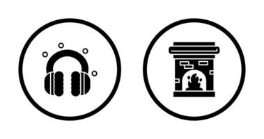 Earmuff and Fireplace Icon vector