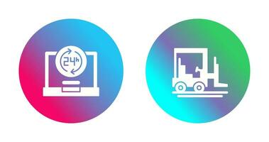 24 hours and forklift Icon vector