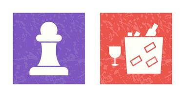 pawn and wine bottle in ice  Icon vector