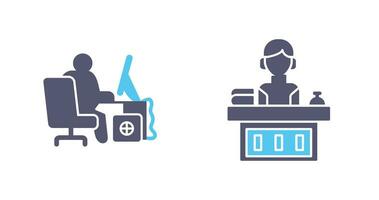 Computer Worker and Office Reception Icon vector