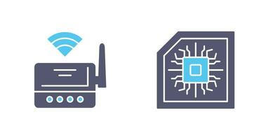 Wifi enrutador y chip icono vector