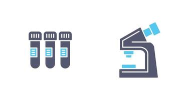 prueba tubo y microscopio icono vector