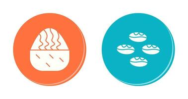 cream muffin and coffee beans  Icon vector