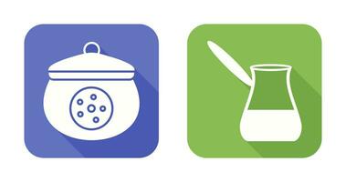 cookie jar and cezve Icon vector