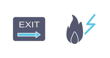 exit and electricity fire Icon vector