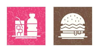 Mineral Water and Hamburger Icon vector