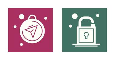 Compass and Open Lock Icon vector