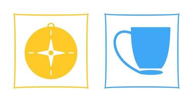 compass and coffee cup Icon vector