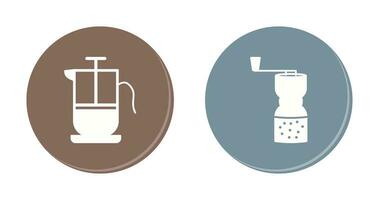 french press and coffee grinder  Icon vector