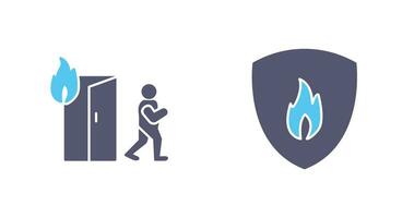 running from fire and fire shield  Icon vector