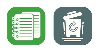 notes and bin Icon vector