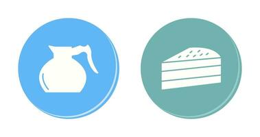 cake slice and coffee pot  Icon vector