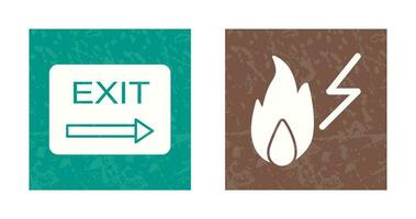 exit and electricity fire Icon vector