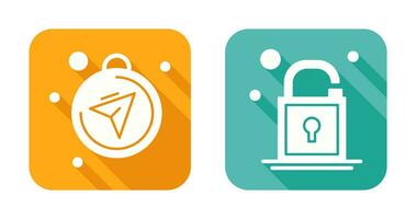 Compass and Open Lock Icon vector