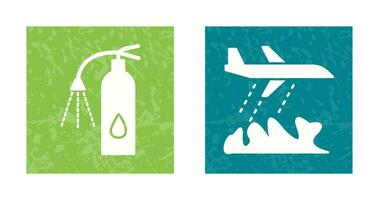 using extinguisher and firefighter plane  Icon vector