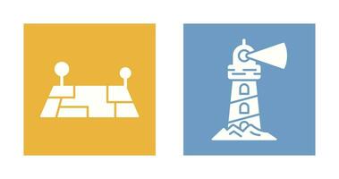 Pin Location and Lighthouse Icon vector