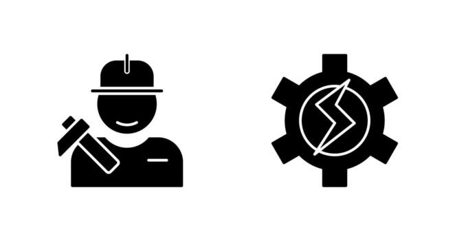 Worker and Setting Icon vector
