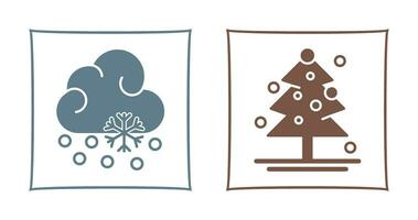 Snow Fall and Christmas Tree Icon vector