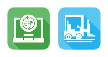 24 hours and forklift Icon vector