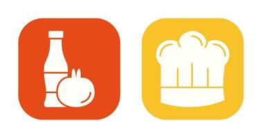 Tomato ketchup and Chef Hat Icon vector