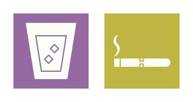 lit cigar and white russian drink  Icon vector