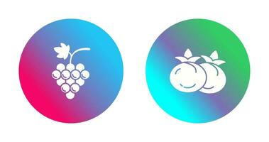 uvas y tomate icono vector