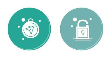 Compass and Open Lock Icon vector