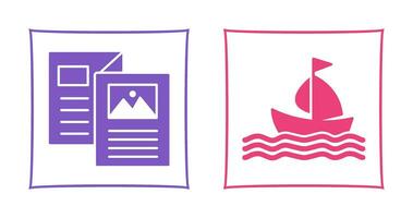 Brochure and Boat  Icon vector