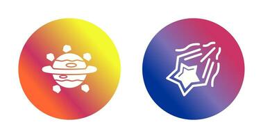 saturn and shooting star Icon vector