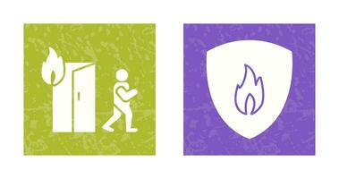 running from fire and fire shield  Icon vector