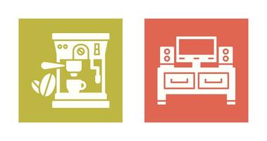 café máquina y televisión icono vector