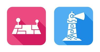 Pin Location and Lighthouse Icon vector