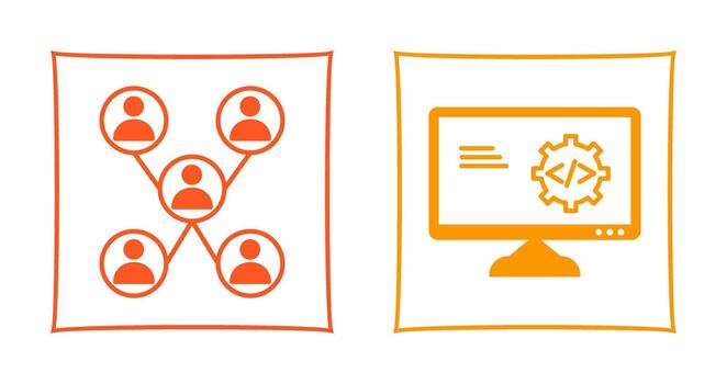 Company Network and Code Optimization Icon vector