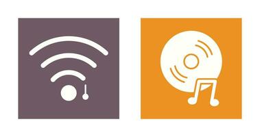 Wifi firmar y música discos compactos icono vector