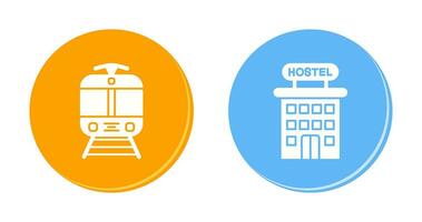 Tram and Hostel Icon vector