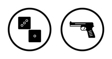 dado y pistola icono vector