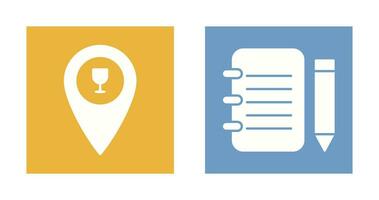 bar location and notepad Icon vector