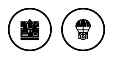 delivery box and parachute Icon vector