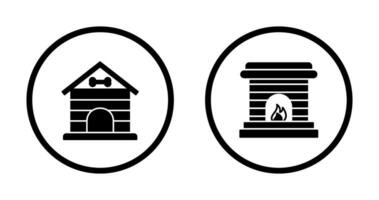 Dog House and Fireplace Icon vector