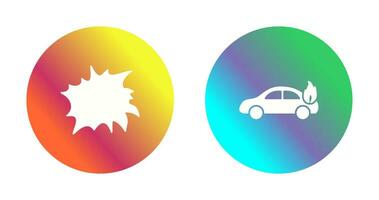 explosion and car on fire  Icon vector