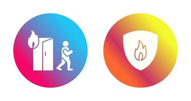running from fire and fire shield  Icon vector