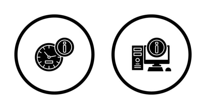 clock and computer Icon vector