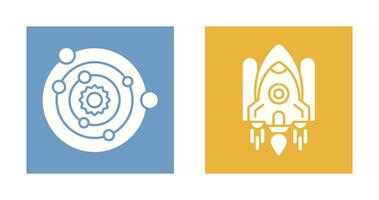 solar systems and space shuttle Icon vector