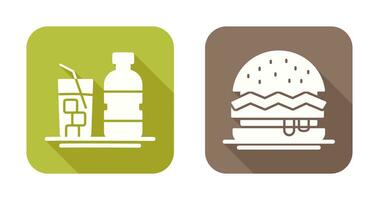 Mineral Water and Hamburger Icon vector